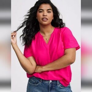 Torrid Pink Harper Short Sleeve Blouse, Plus Size 1